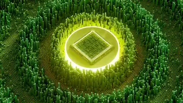 computer chip powering digital forest